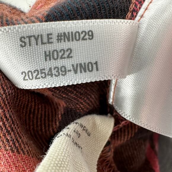 Madewell Plaid Flannel Crop Shirt WMNS S Ginger/Pink Long Sleeve Grunge Top Chic - Picture 10 of 11